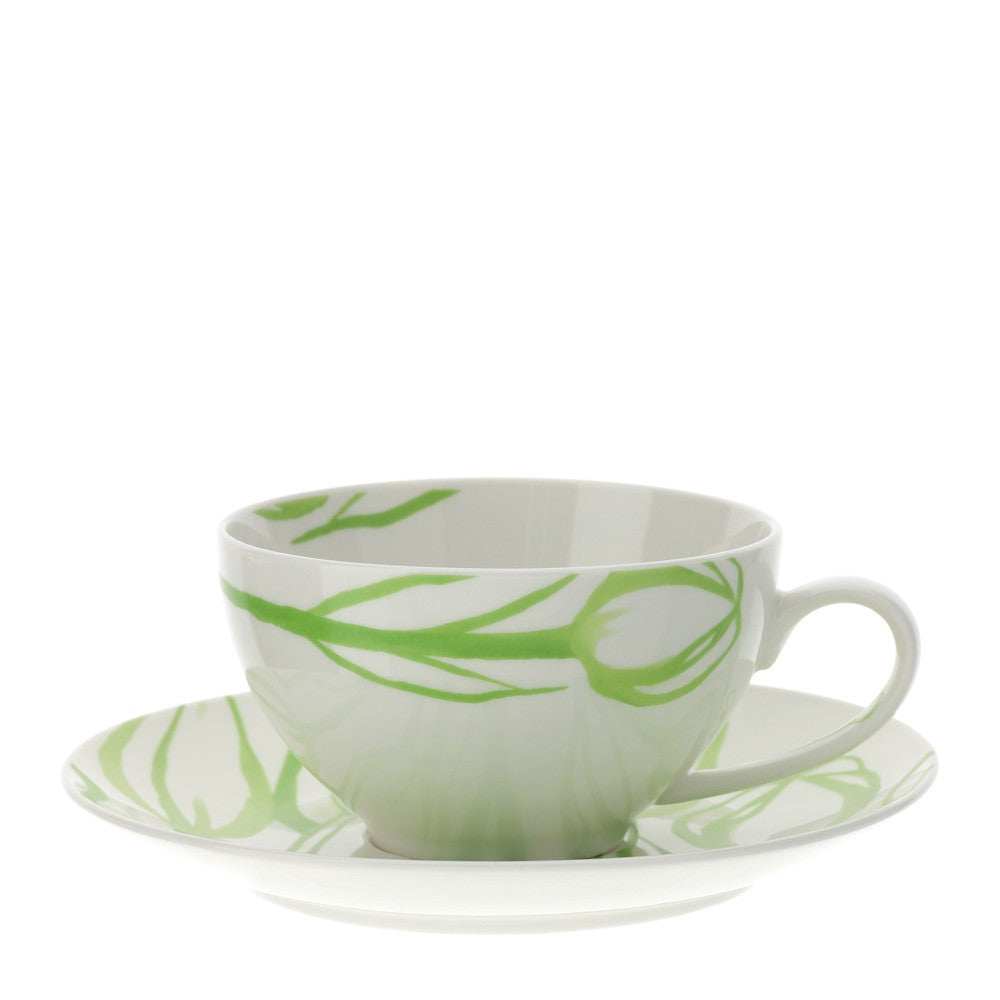 Tazza da Colazione in Porcellana con Piattino - Tulipani