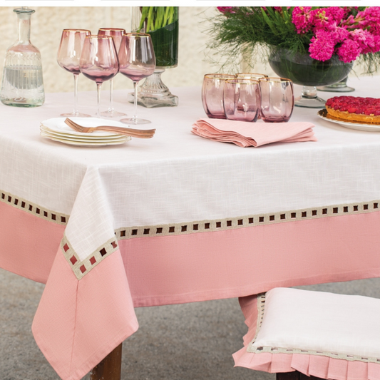 Tovaglia "Ikebana" Rosa 170x270 cm - Preziosa Luxury Home