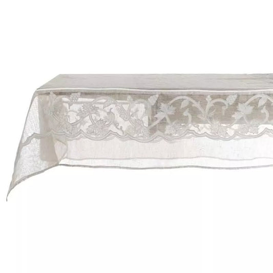 Tovaglia Ricamata in Cotone Beige 180x180 cm - Blanc Mariclò