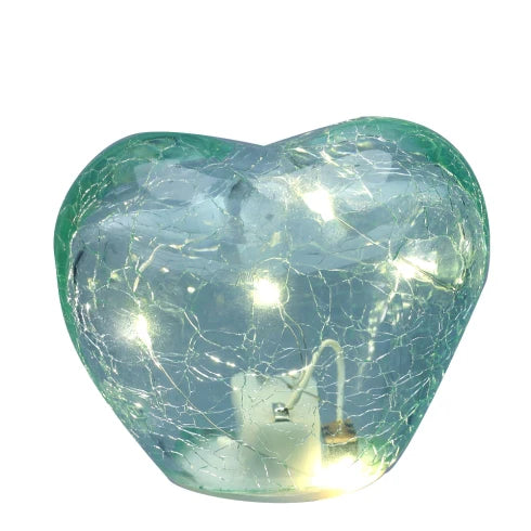 Lampada LED a Cuore in Vetro Effetto Crack Verde 8 cm - Hervit