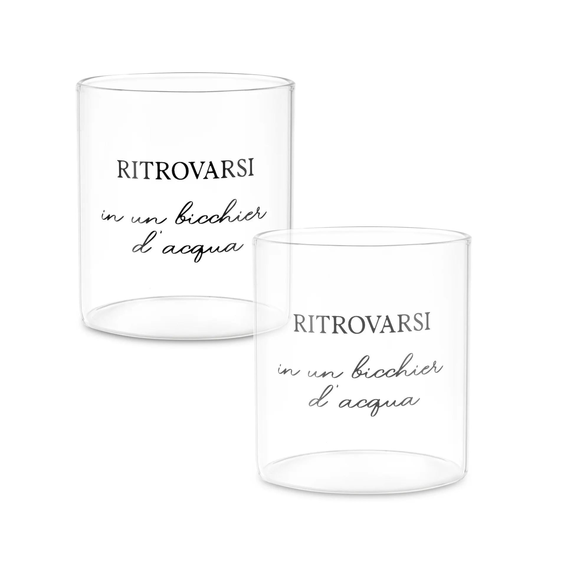 Set 6 Bicchieri Acqua in Vetro con Scritta - La Porcellana Bianca