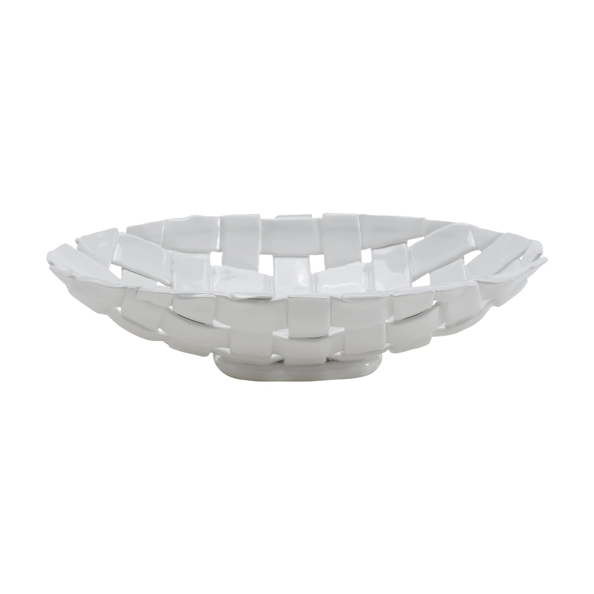 Centrotavola Ovale in Porcellana Intrecciata 38x21x8.5 cm- La Porcellana Bianca