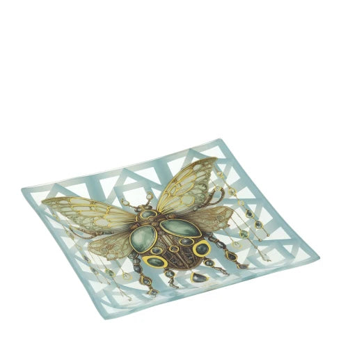 Piatto in Vetro Animalgem con Scarabeo 20x20 cm - Hervit
