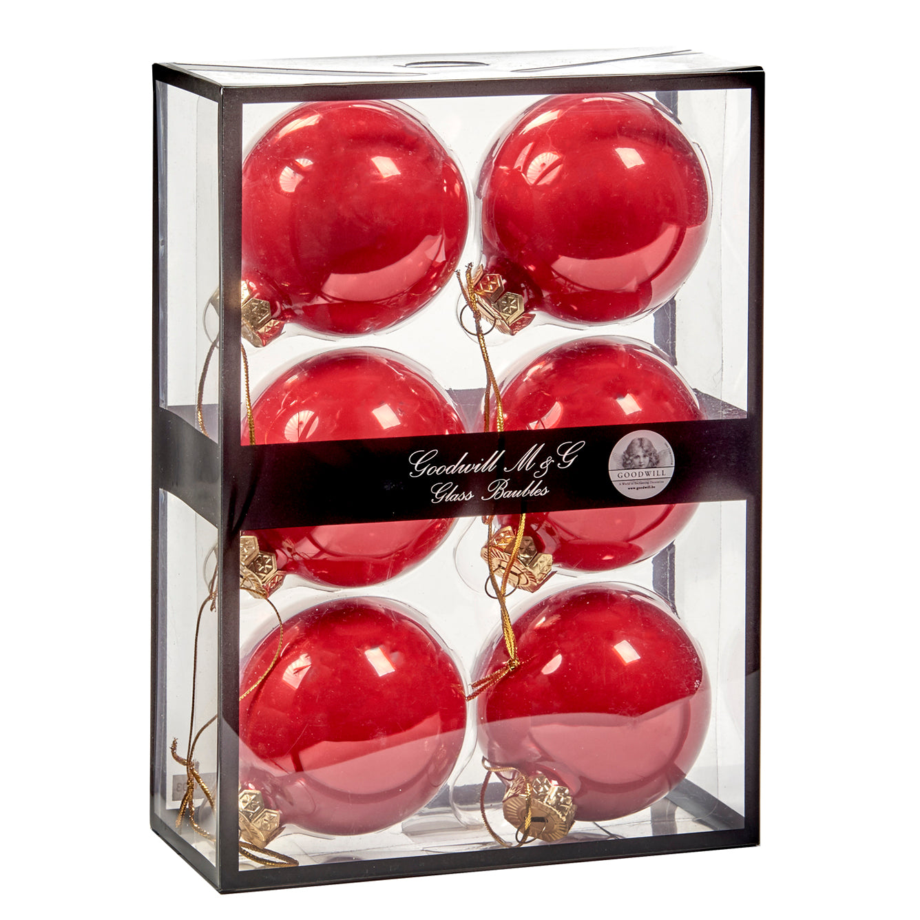 Box 6 Sfere in Vetro Rosso 7 cm - Goodwill