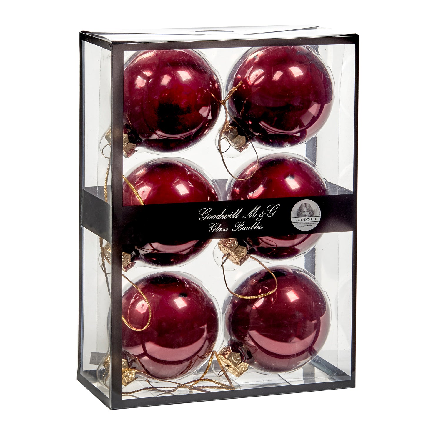 Box 6 Sfere in Vetro Borgogna 7 cm - Goodwill