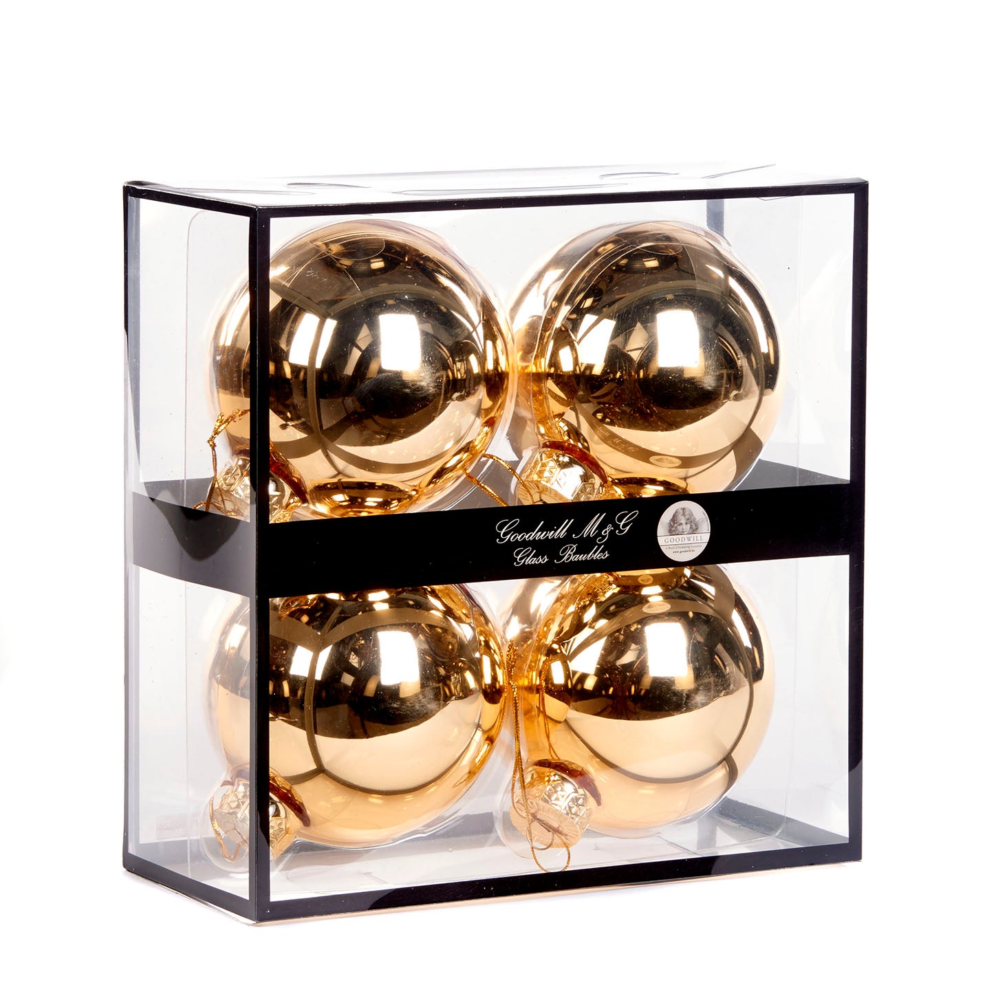 Box 4 Sfere Vetro Oro 10 cm - Goodwill