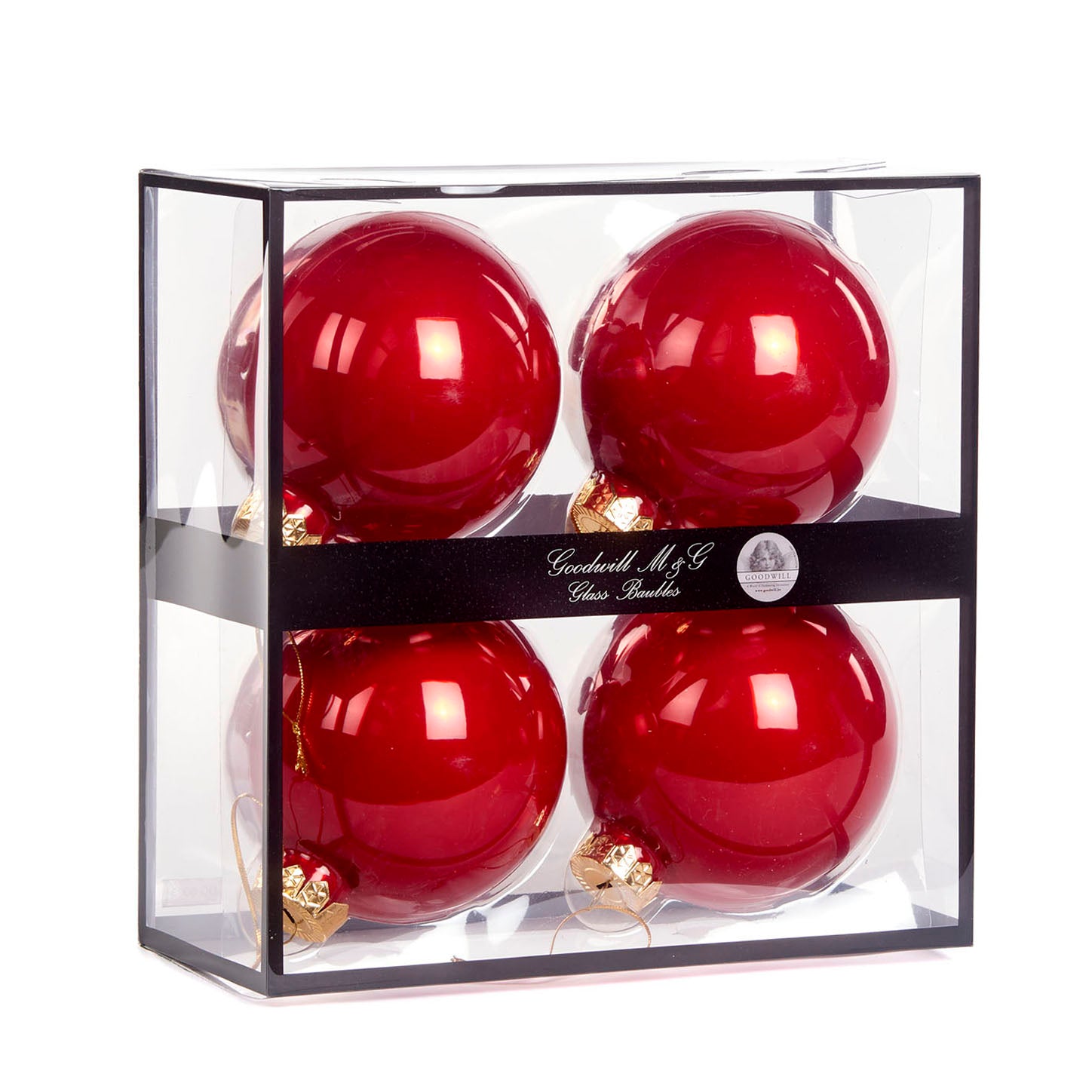 Box 4 Sfere in Vetro Rosso da 10 cm - Goodwill