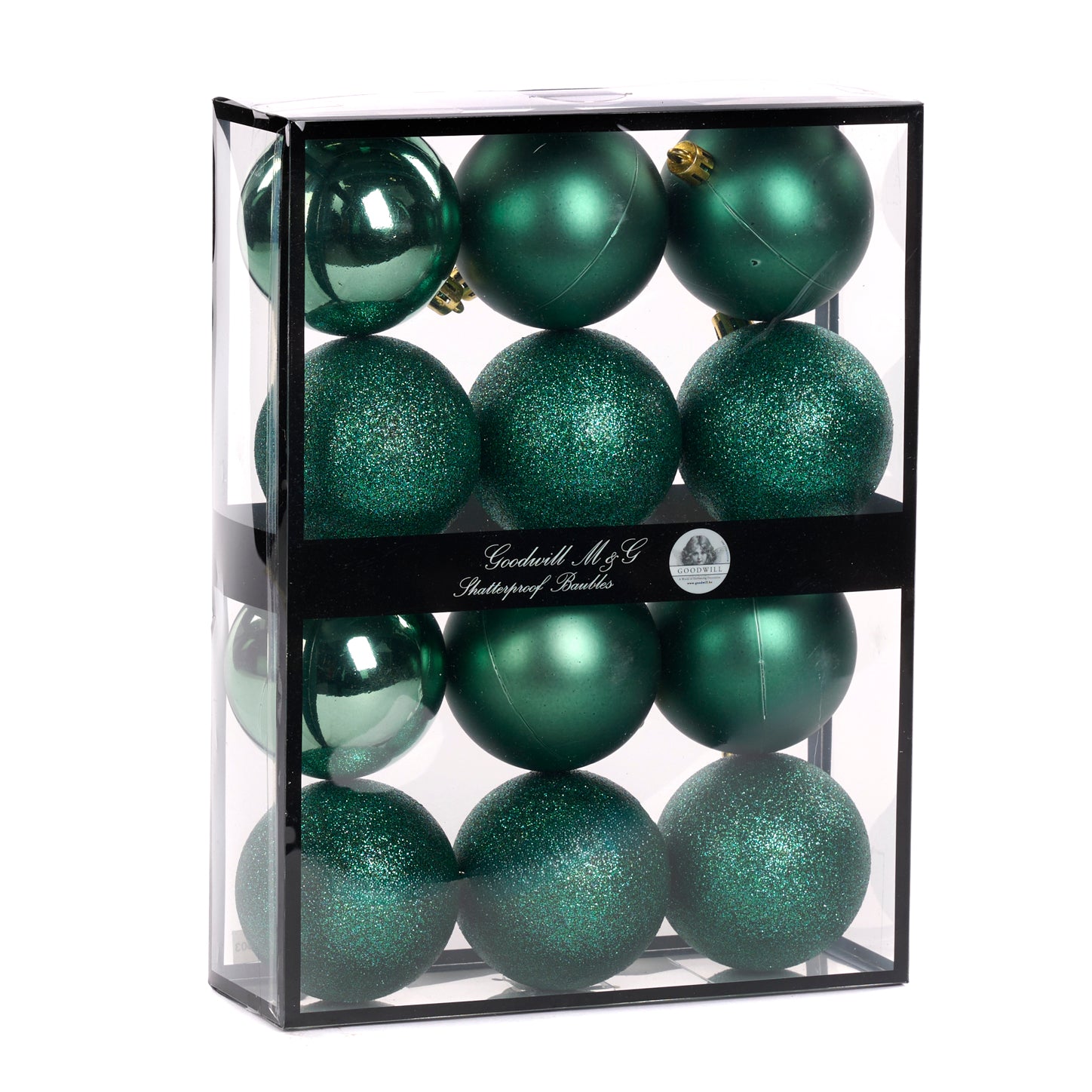 Sfere Decorate in Vetro Blu e Verde 12 Pezzi - Goodwill