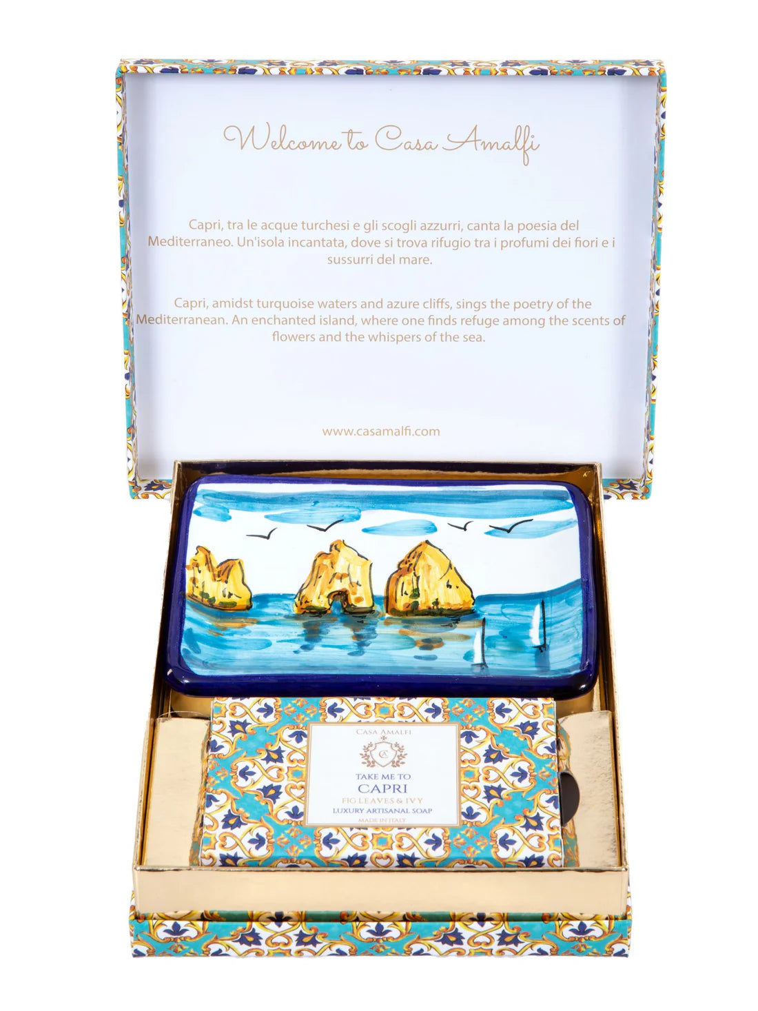Set Regalo in Ceramica con Sapone Artigianale - Casa Amalfi