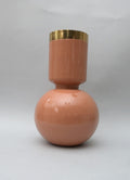 Vaso in Metallo Rosa con Filo Oro