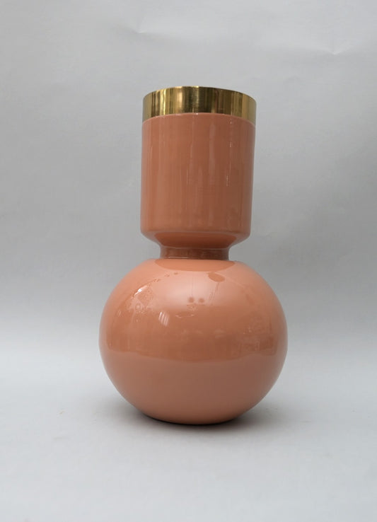Vaso in Metallo Rosa con Filo Oro