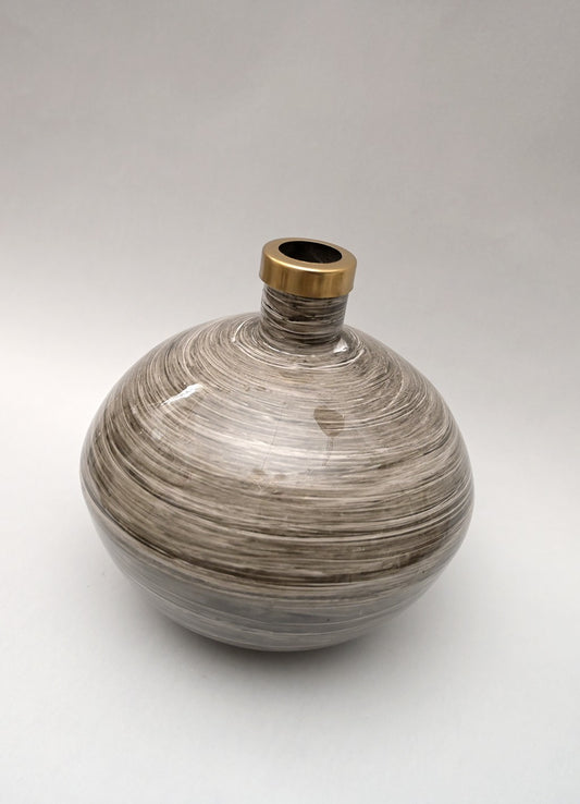 Vaso in Ceramica Tondo con Decoro Sfumato Grigio
