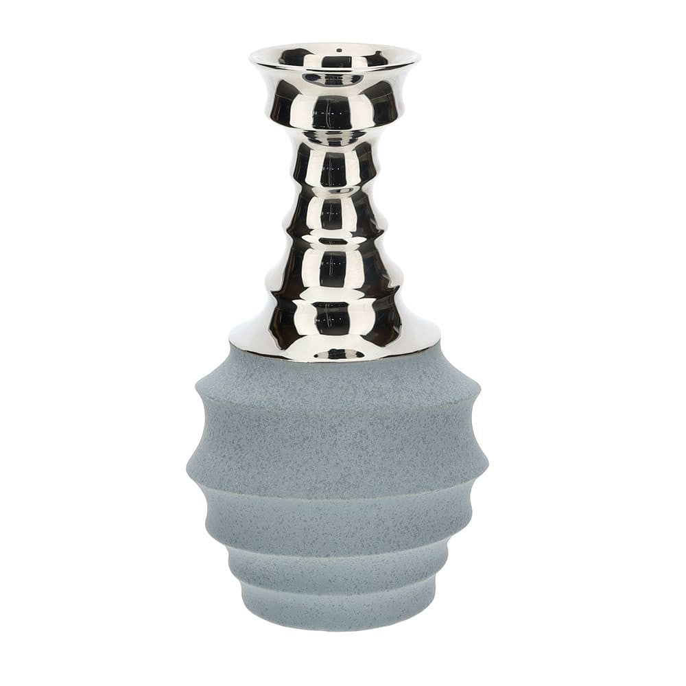 Vaso in Gres Blu e Argento - "Atlas"