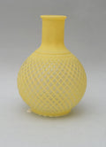 Vaso Monofiore in Vetro Opaco Giallo a Strisce