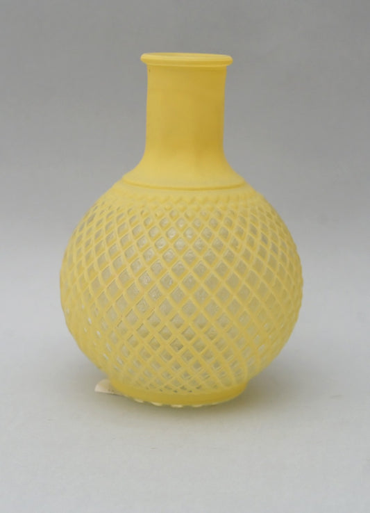 Vaso Monofiore in Vetro Opaco Giallo a Strisce