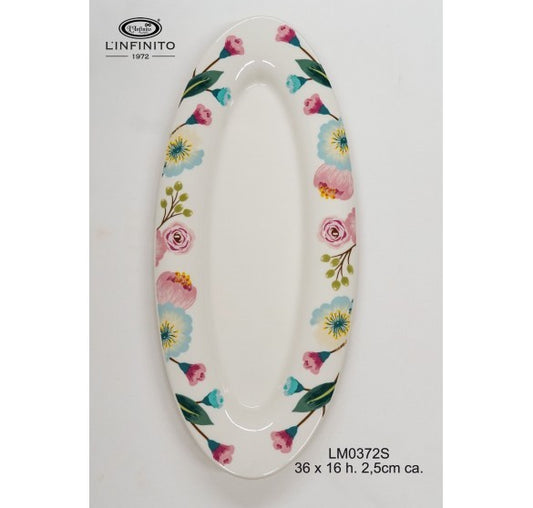 Vassoio Ovale in Porcellana con Fiori Colorati – L’Infinito