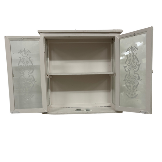 Vetrinetta da Parete Shabby Chic con Ante in Vetro