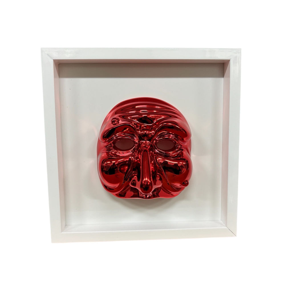 Quadretto Bianco con Maschera Rossa di Pulcinella 20x20 cm - Bongelli Preziosi