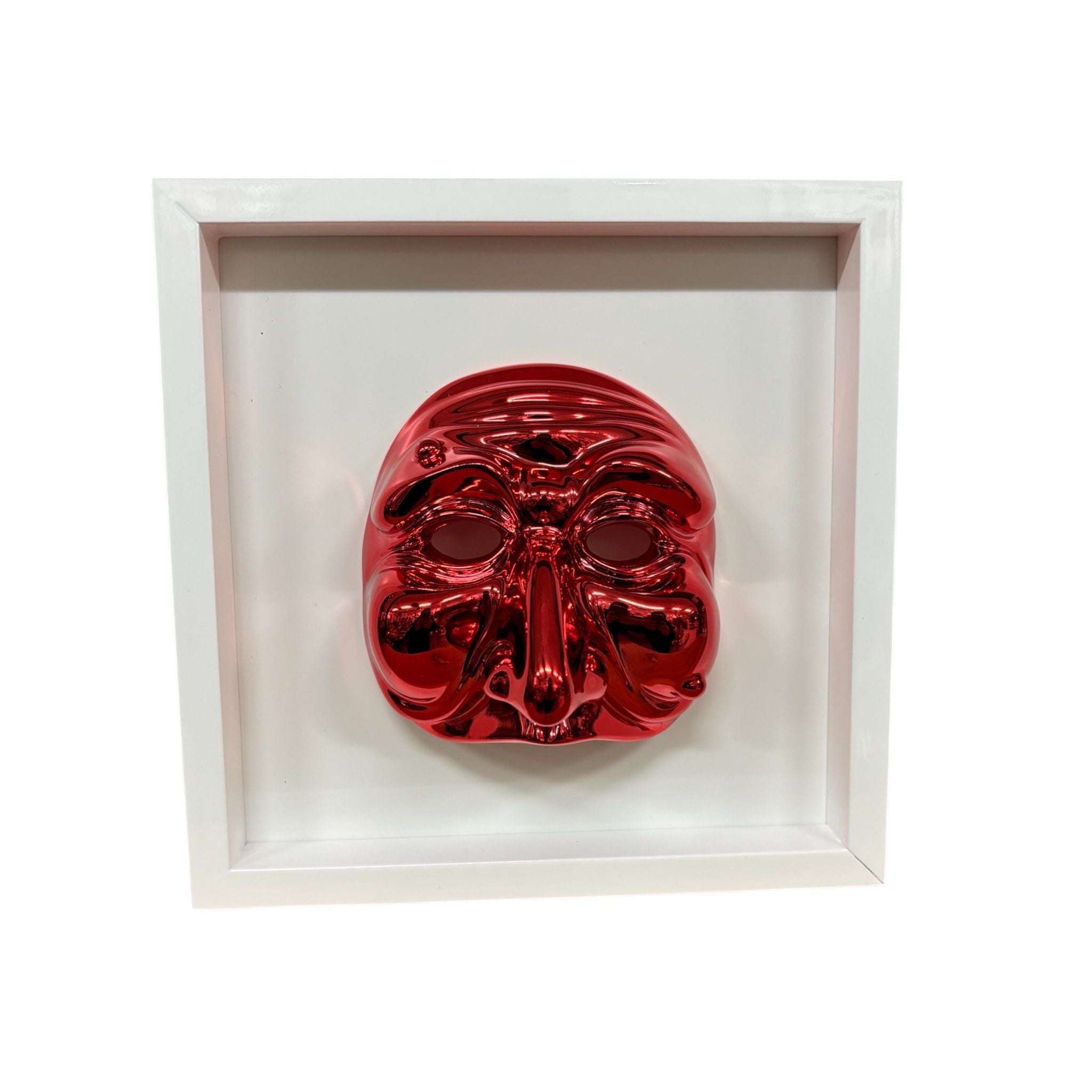 Quadretto Bianco con Maschera Rossa di Pulcinella 20x20 cm - Bongelli Preziosi