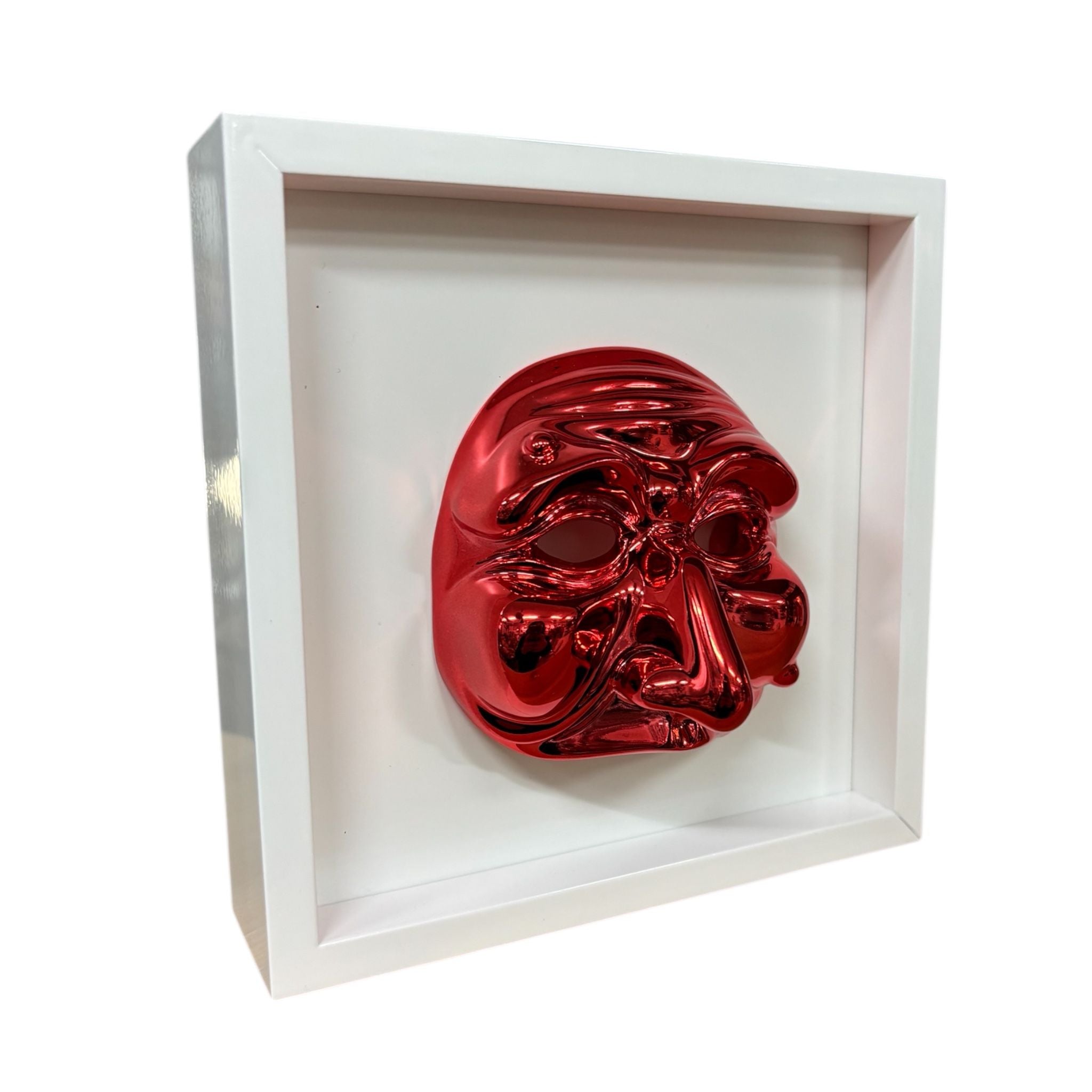 Quadretto Bianco con Maschera Rossa di Pulcinella 20x20 cm - Bongelli Preziosi