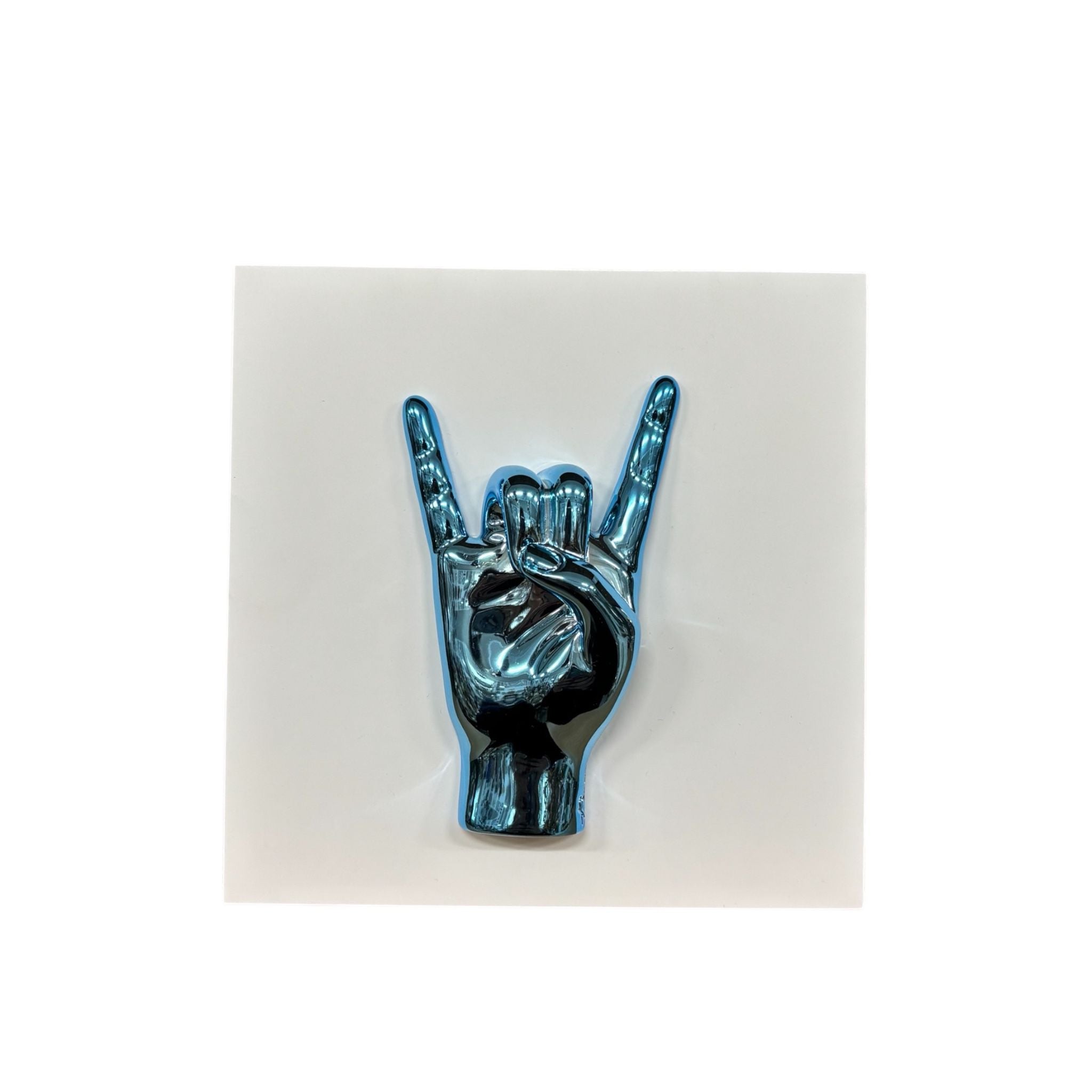 Quadretto d’Appoggio con Mano “Corna” Azzurra 20x20 cm - Bongelli Preziosi