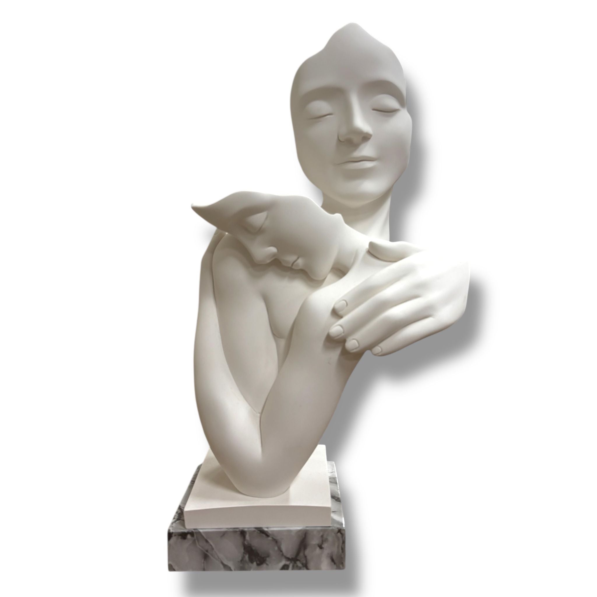 Scultura in Marmolino Due Volti che si Abbracciano 39 cm - Bongelli Preziosi