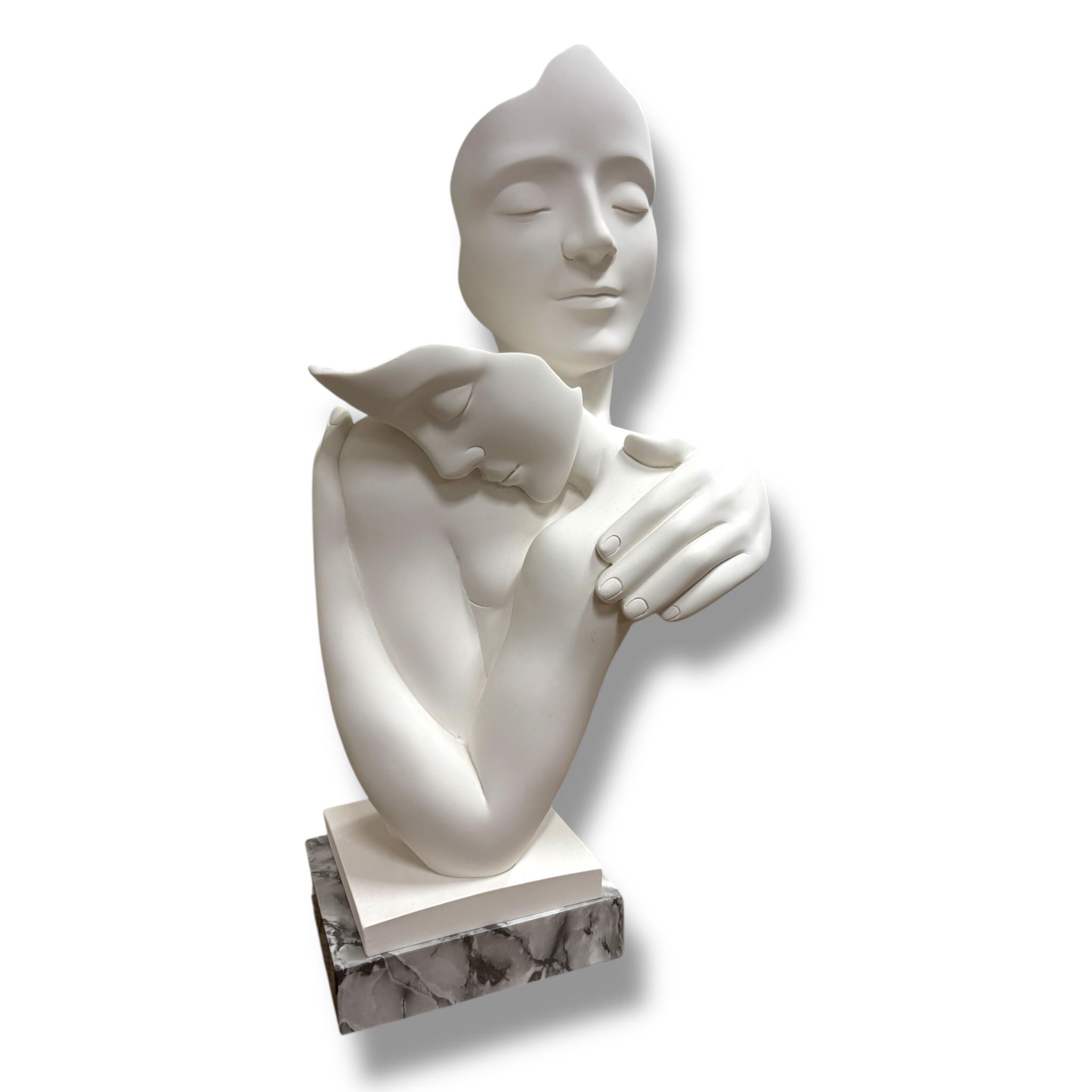 Scultura in Marmolino Due Volti che si Abbracciano 39 cm - Bongelli Preziosi