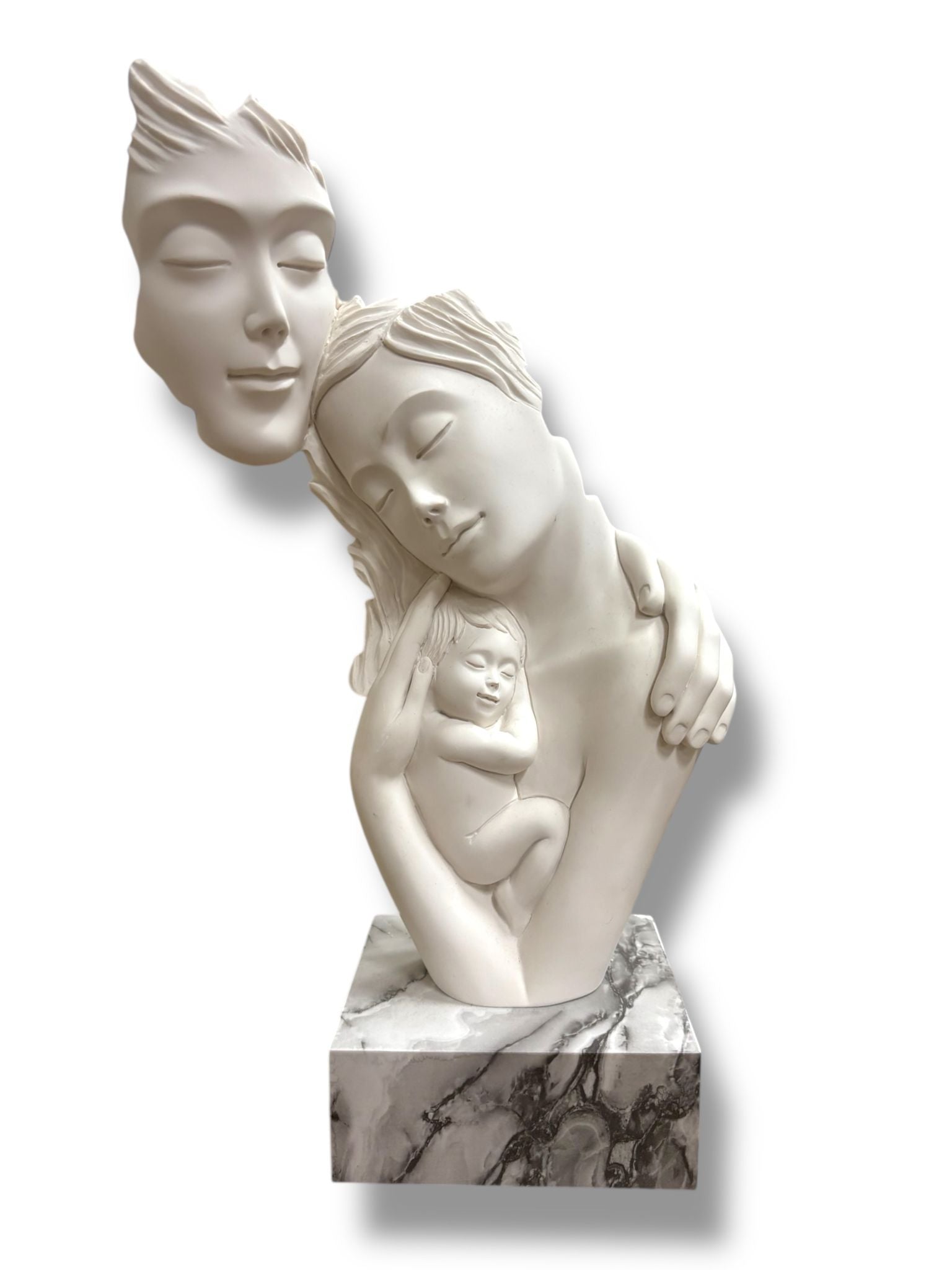 Statua Famiglia Abbraccio su Base Effetto Marmo 39 cm - Bongelli Preziosi