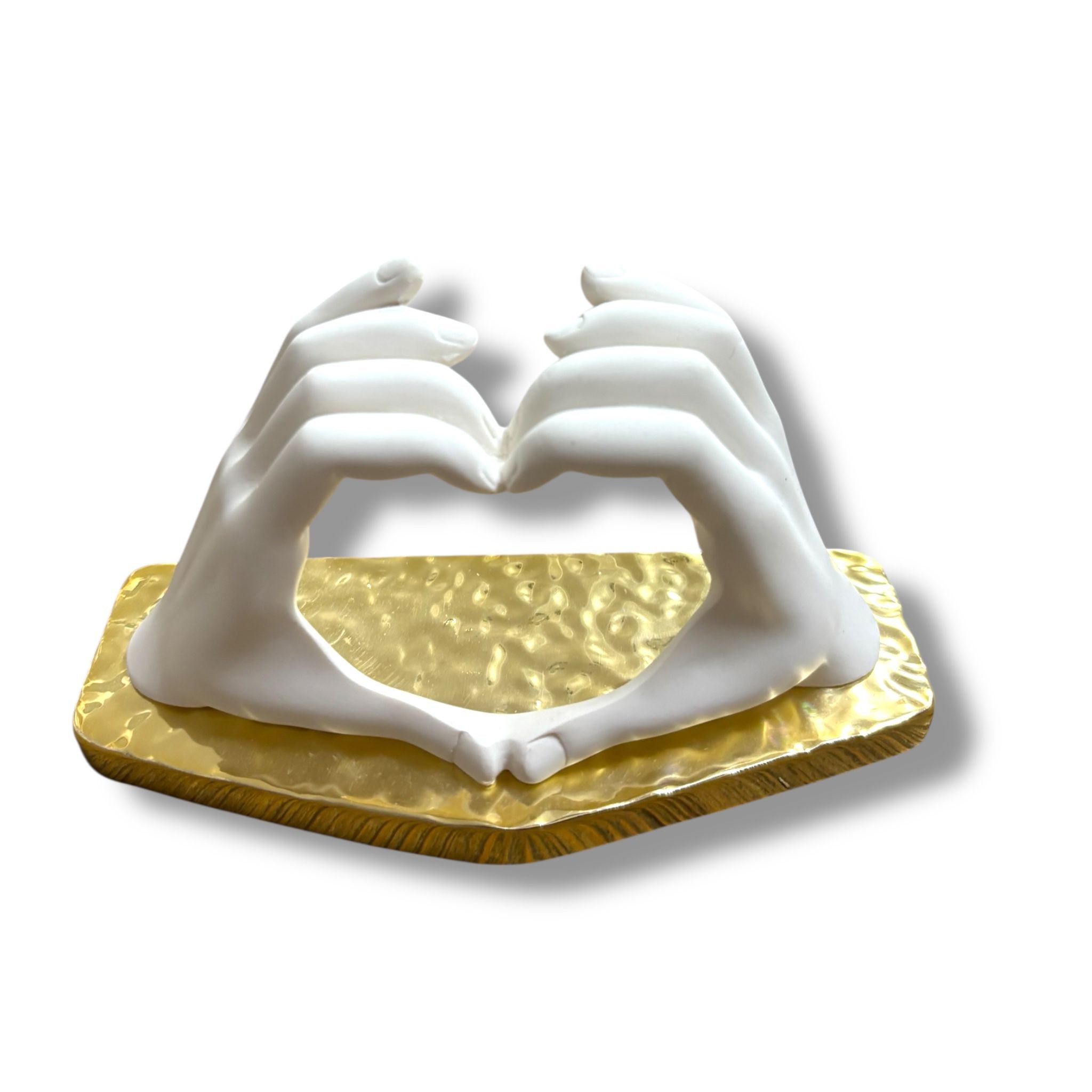 Scultura Mani che Formano Cuore in Marmolino 16x9 cm - Bongelli Preziosi
