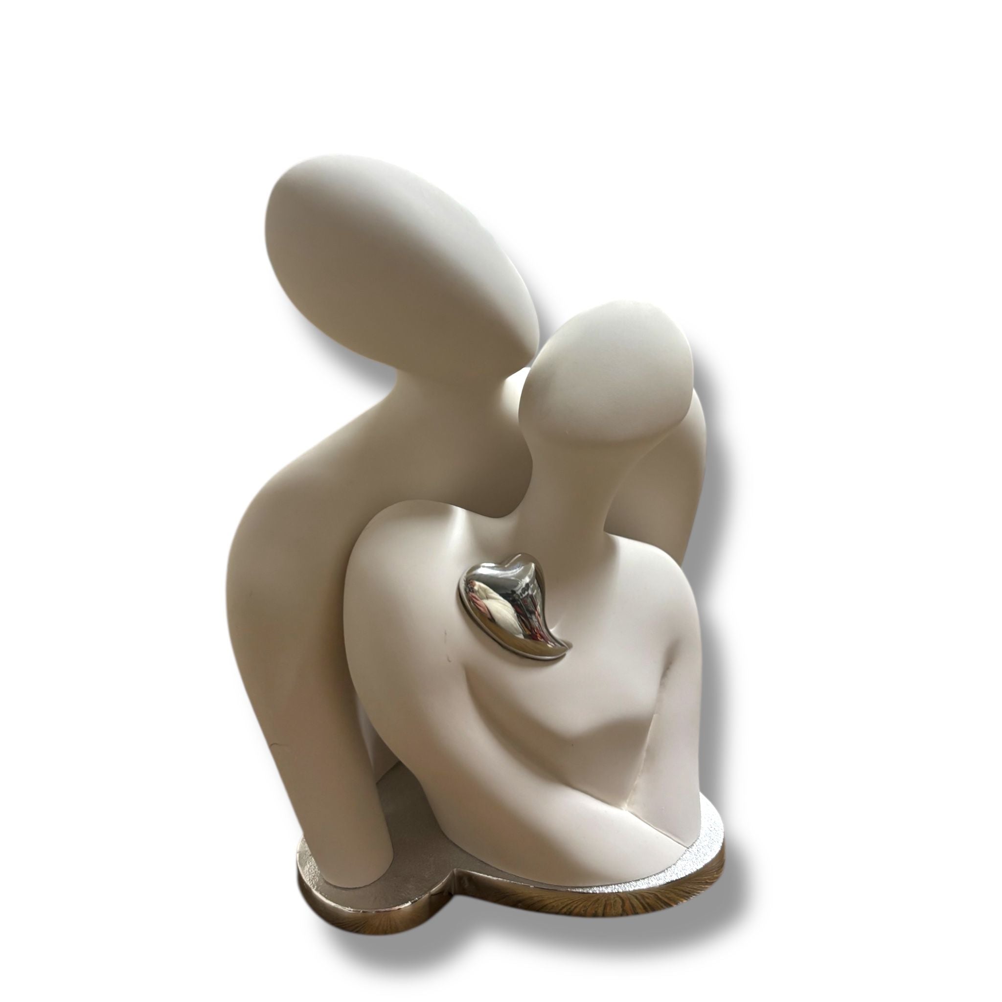 Mezzobusto Coppia Stilizzata con Cuore in Marmolino Bianco 21 cm - Bongelli Preziosi