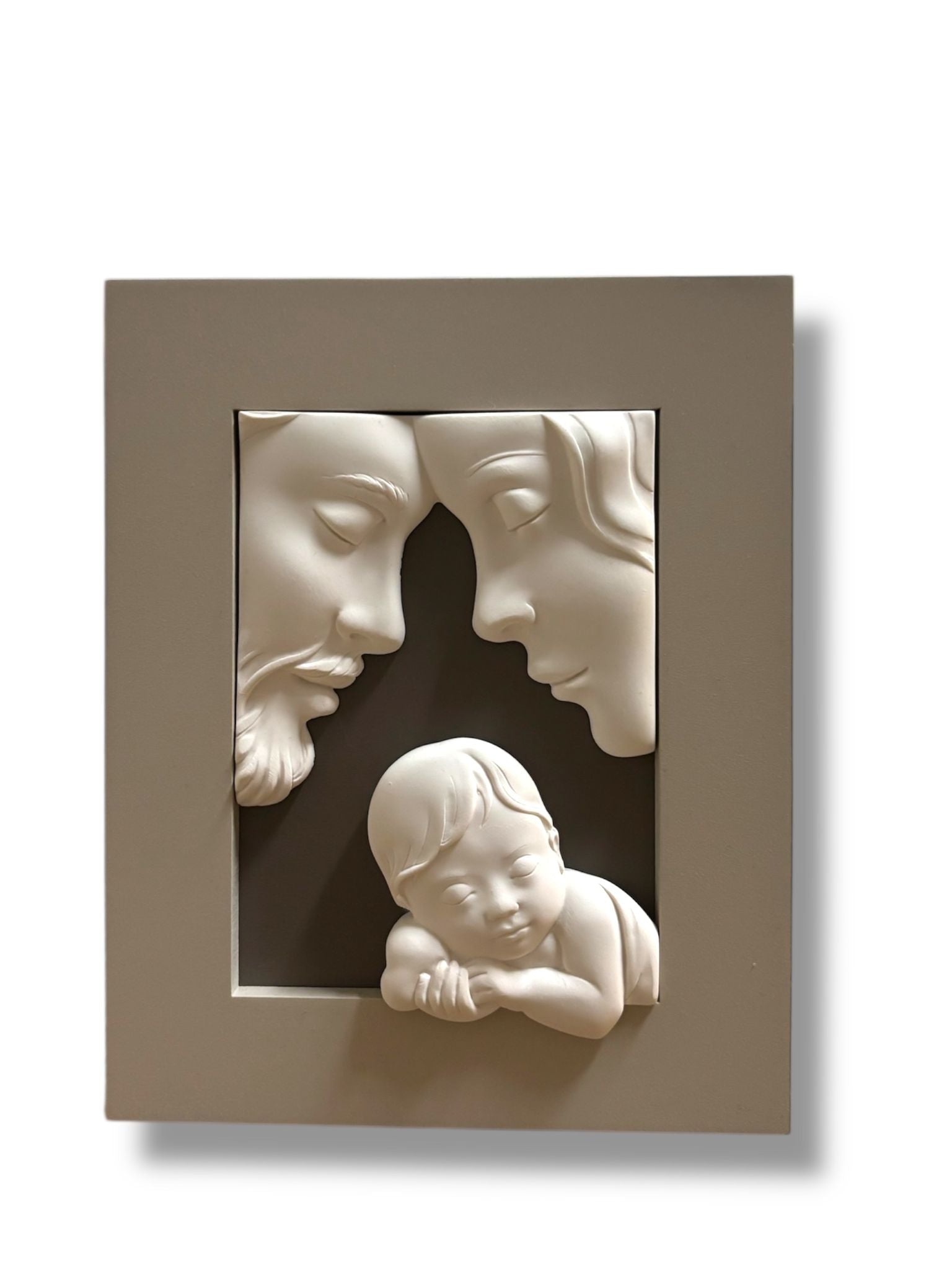 Quadretto Famiglia Mamma Papà e Neonato in Marmolino 7 x 15 cm - Bongelli Preziosi