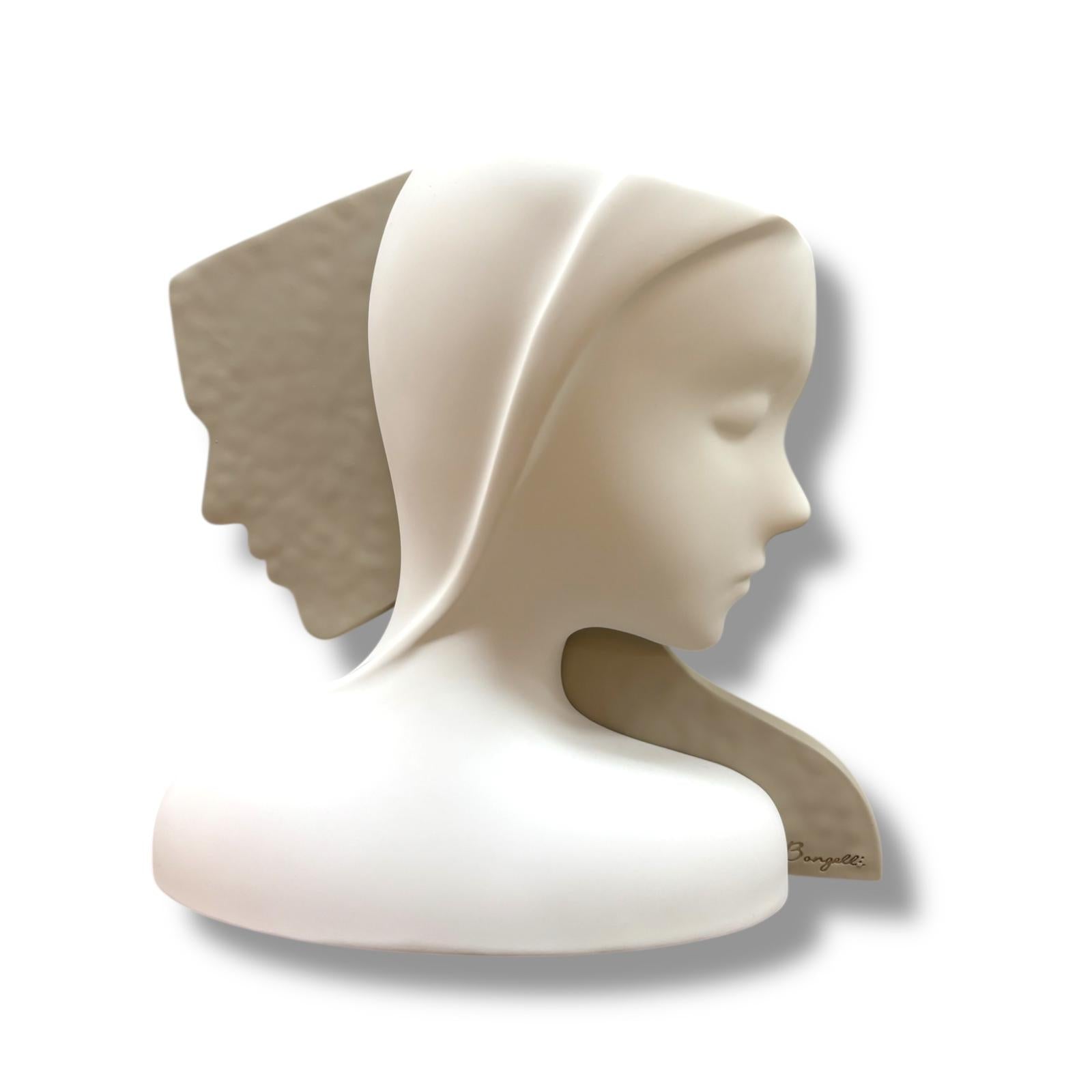 Vaso Due Volti Uomo e Donna Bianco e Nocciola 30 x 32 cm - Bongelli Preziosi