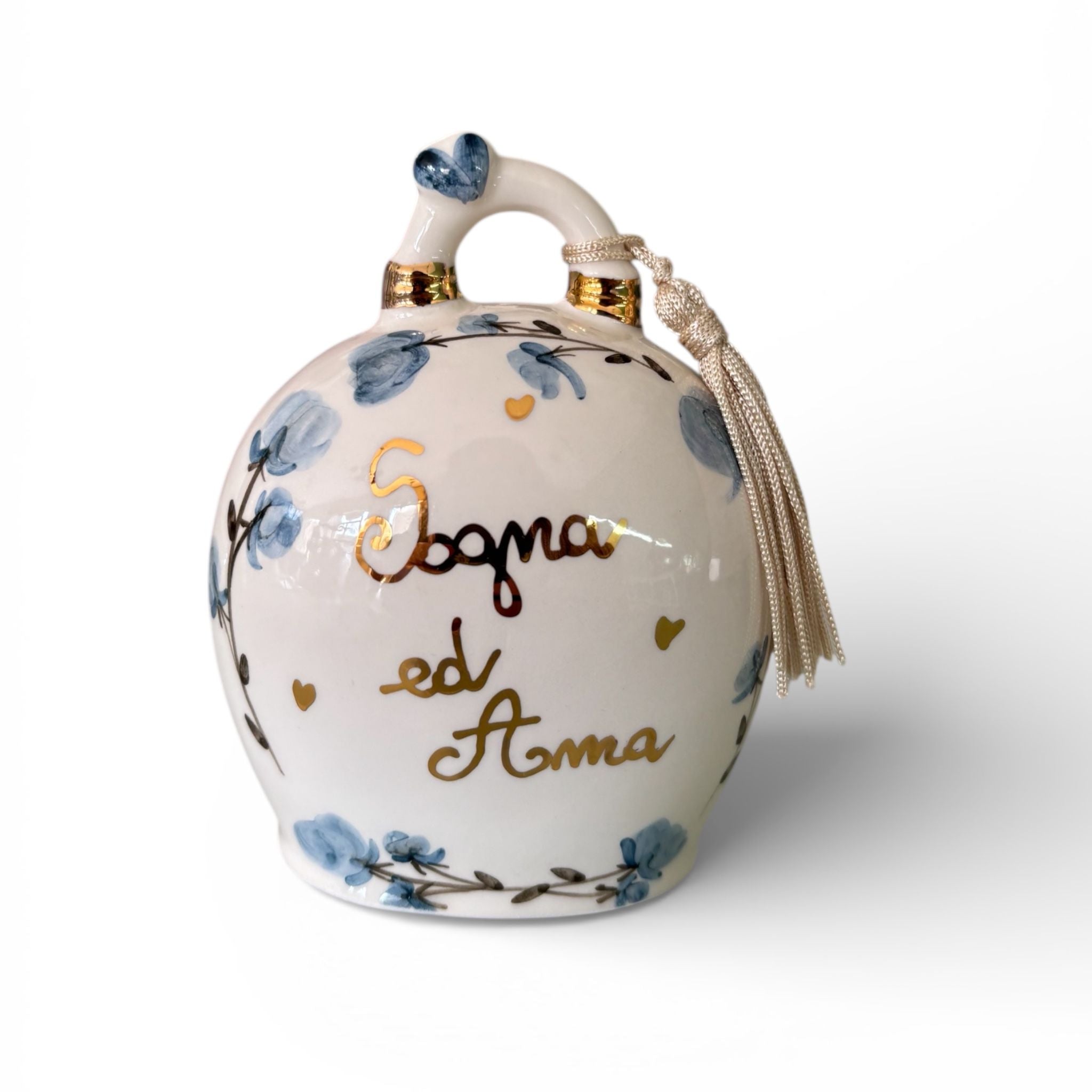 Campana in Ceramica di Capodimonte Dipinta a Mano 12 cm – Ely Art