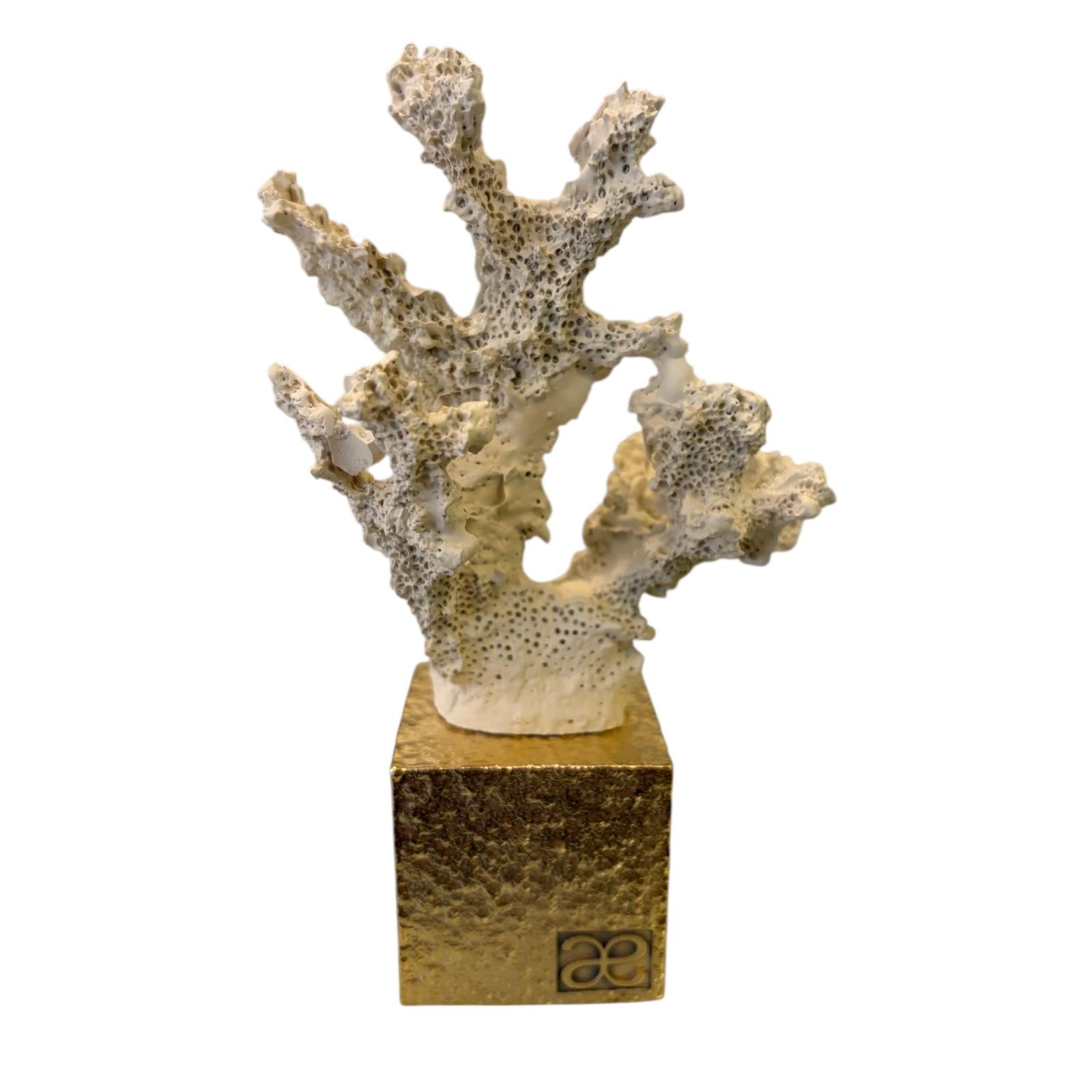 Corallo Avorio Decorativo in Resina con Base Oro 13 cm - Chiaraela