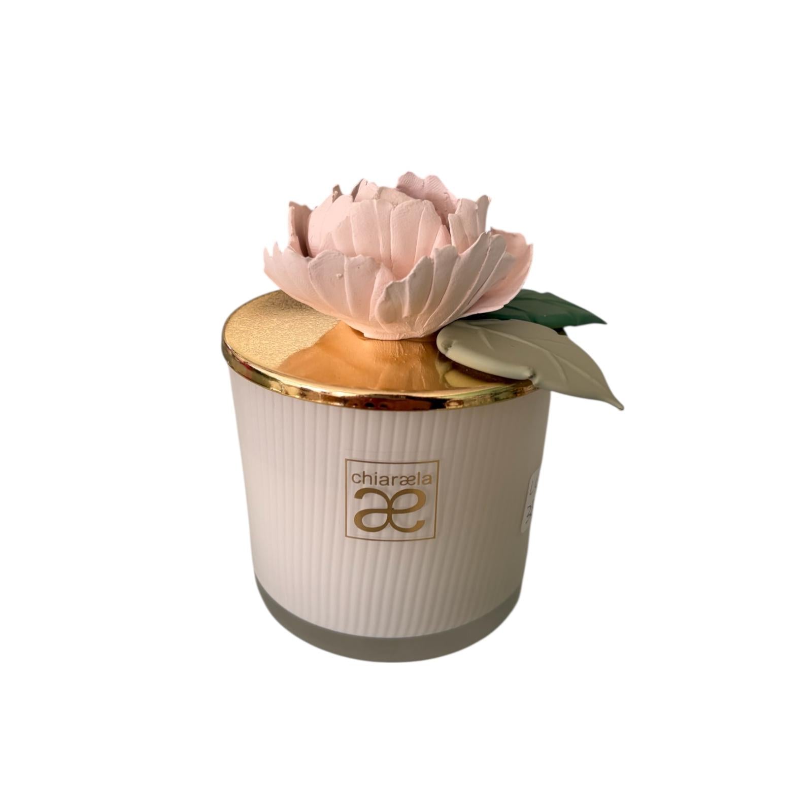 Candela Profumata in Barattolo di Vetro Colorato con Fiore Decorativo 11 cm - Chiaraela