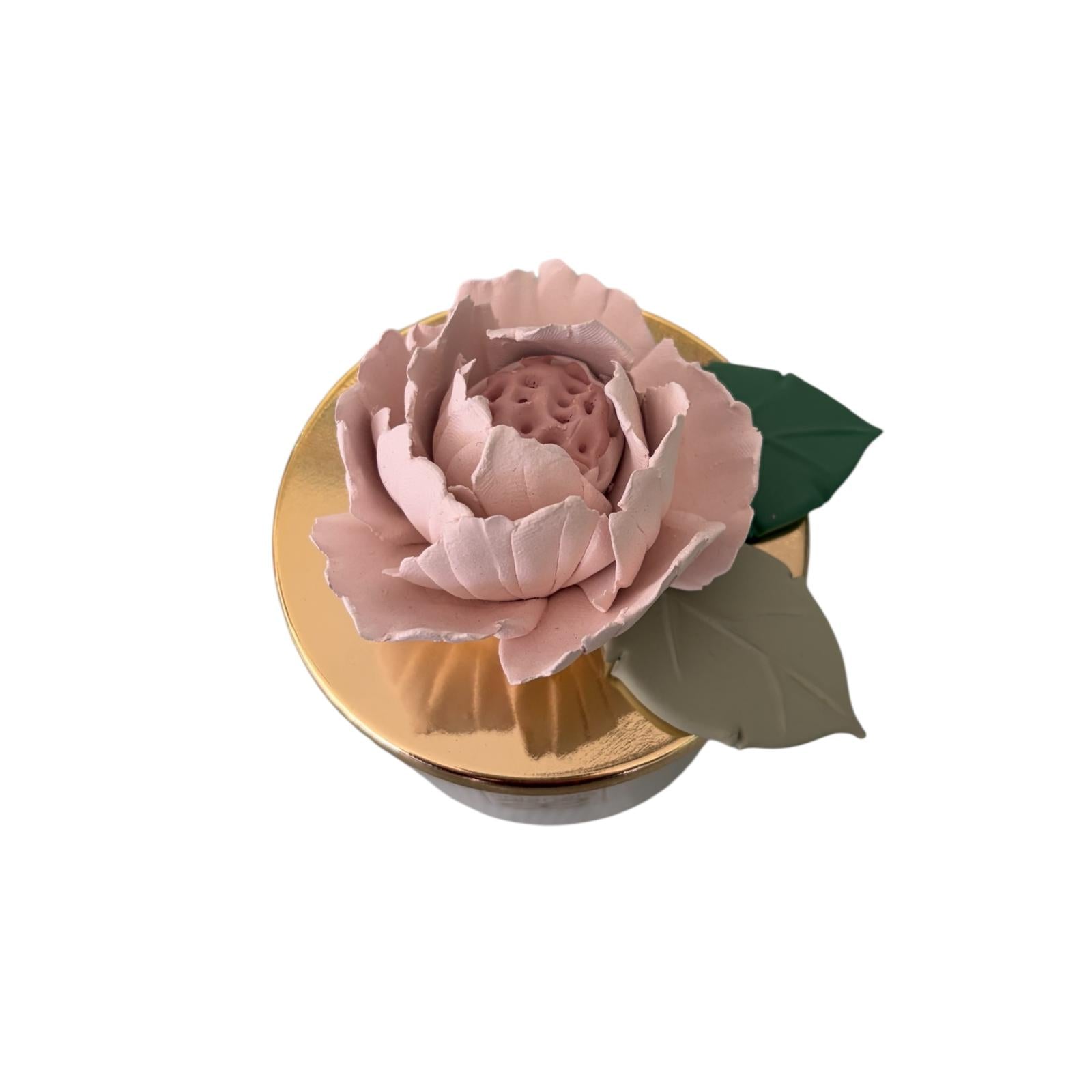 Candela Profumata in Barattolo di Vetro Colorato con Fiore Decorativo 11 cm - Chiaraela