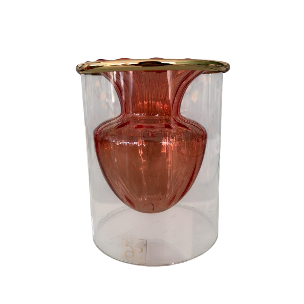 Vaso Elegante in Vetro Lucido Colorato con Base Trasparente 15 cm - Chiaraela