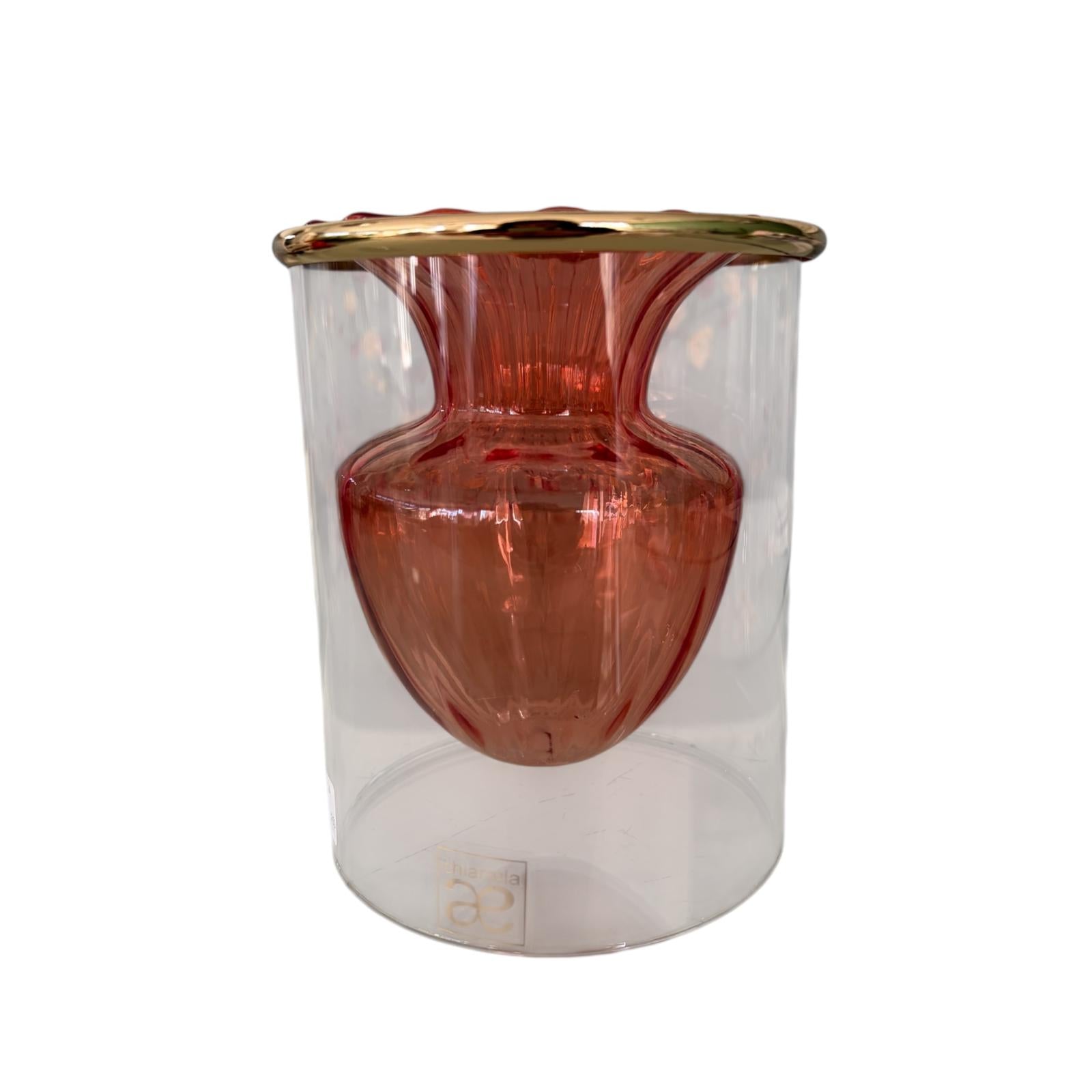 Vaso Elegante in Vetro Lucido Colorato con Base Trasparente 15 cm - Chiaraela
