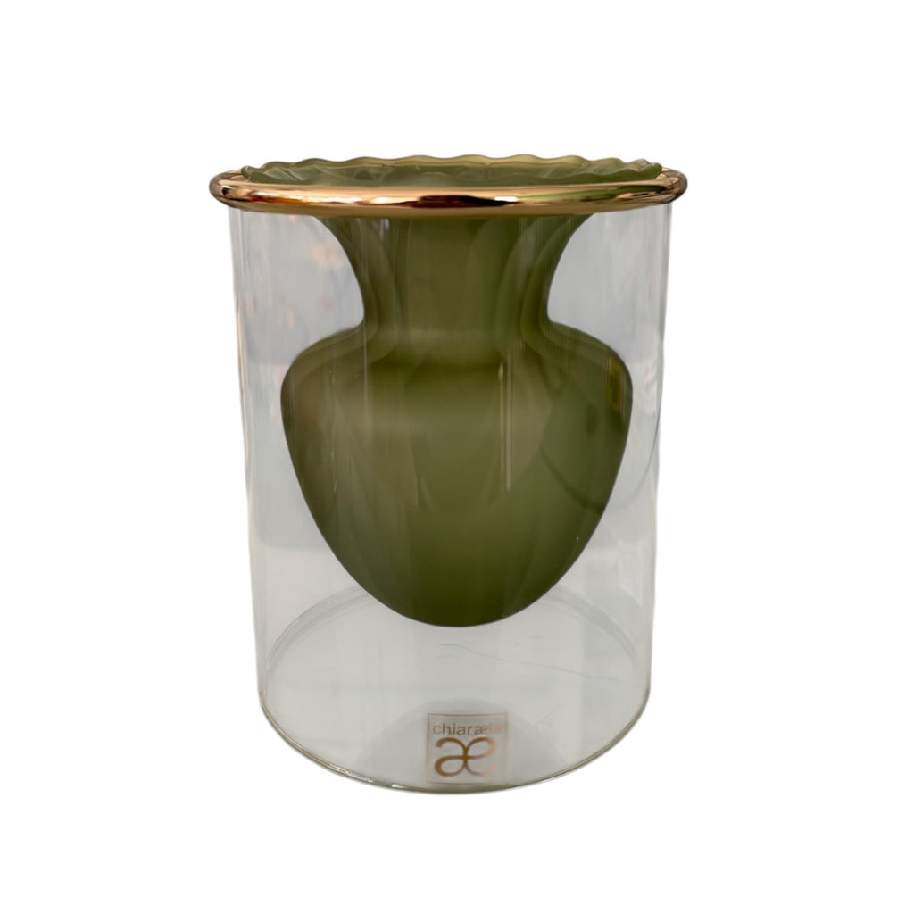 Vaso Elegante in Vetro Opaco Colorato con Base Trasparente 15 cm - Chiaraela