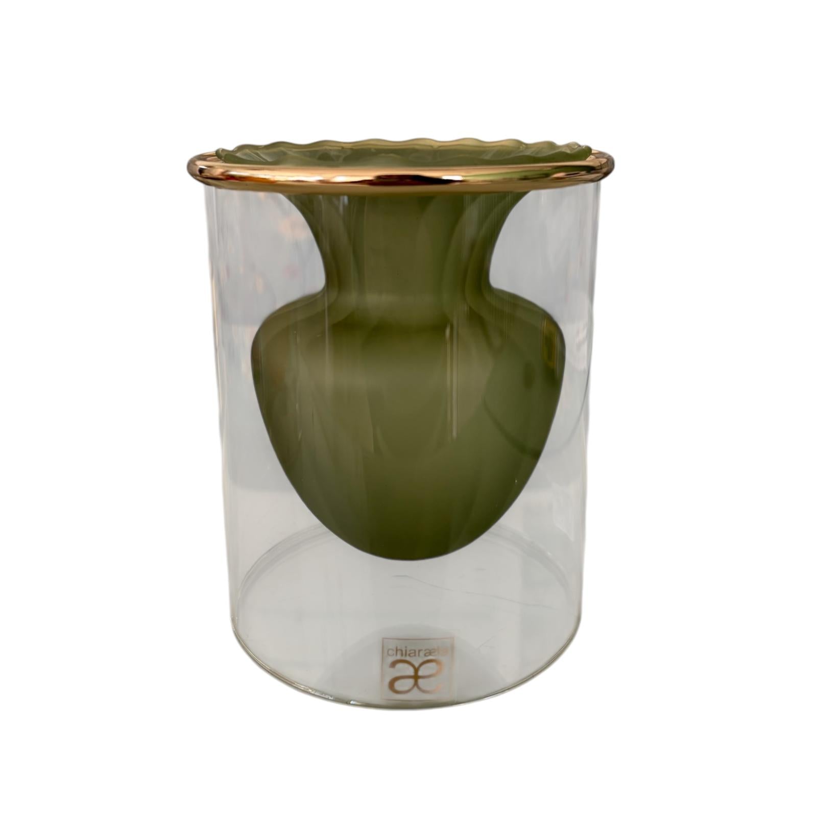 Vaso Elegante in Vetro Opaco Colorato con Base Trasparente 15 cm - Chiaraela