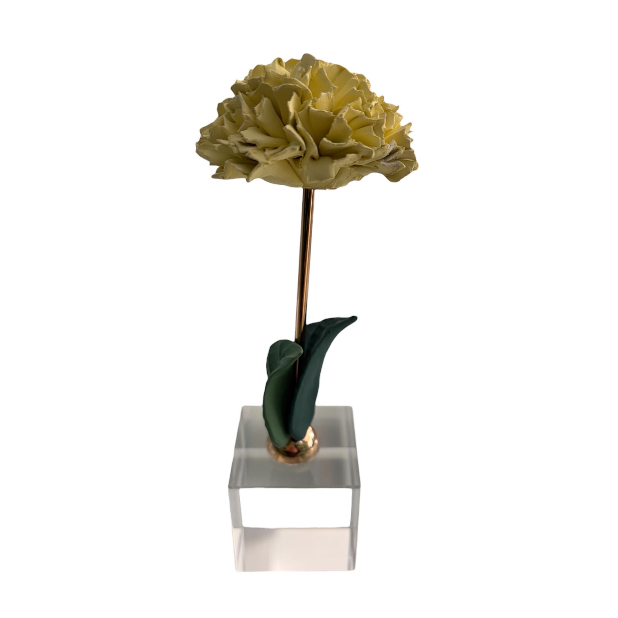 Garofano Decorativo in Resina su Base in Vetro con Stelo Oro 20 cm - Chiaraela