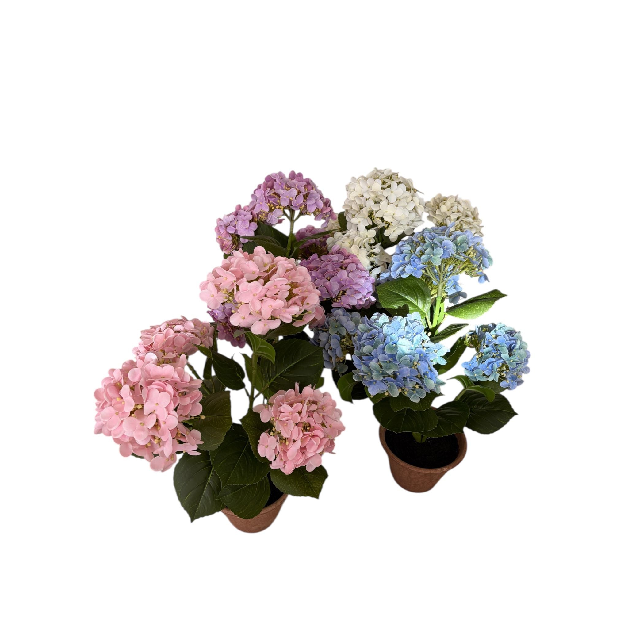 Pianta Realistica con Ortensie in Caucciù 59 h cm - Fiori di Lena