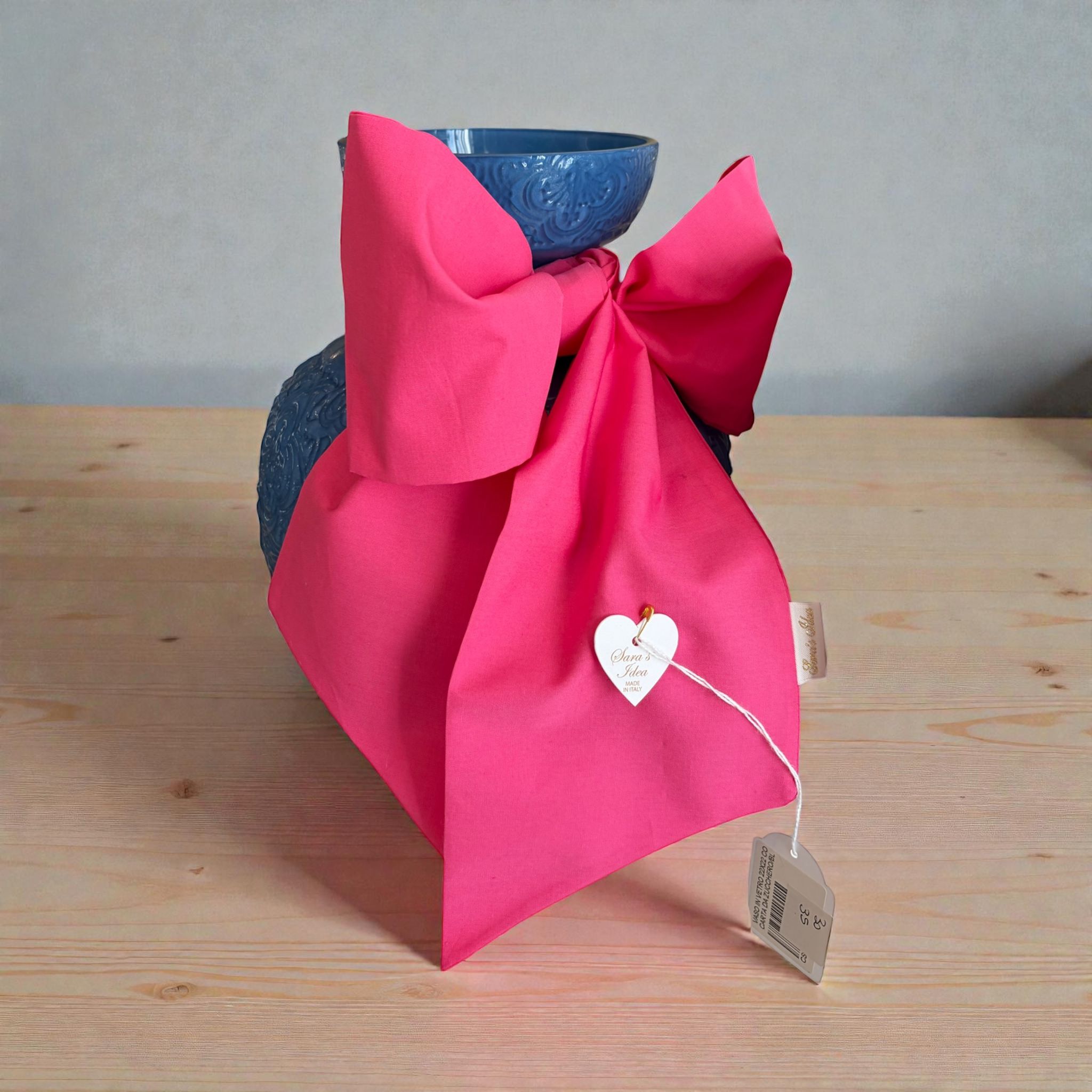 Vaso Decorativo in Vetro con Fiocco Elegante 22 h cm - Sara's Idea