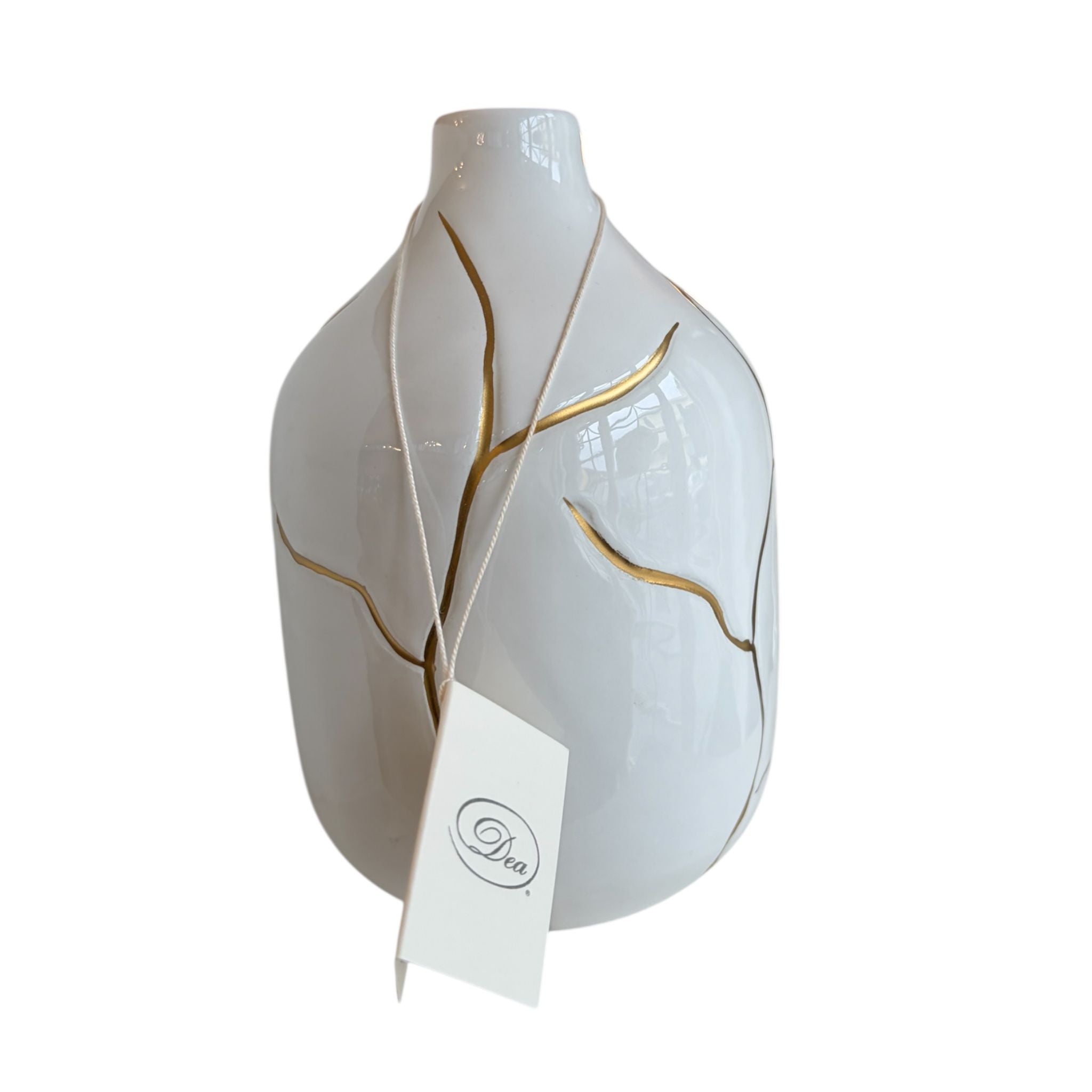 Vaso in Ceramica di Capodimonte con Crepe Oro 17 h cm - Dea Capodimonte