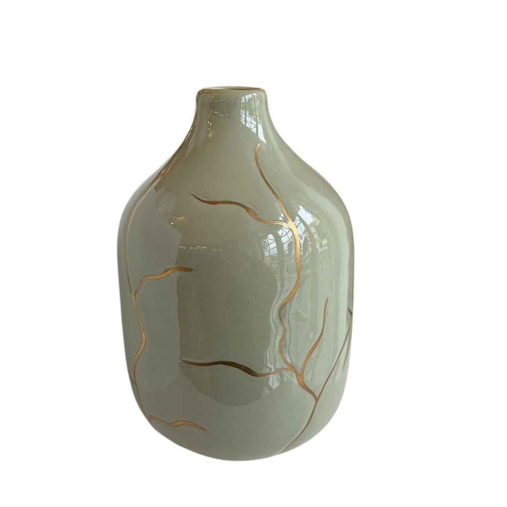 Vaso in Ceramica di Capodimonte con Crepe Oro 17 h cm - Dea Capodimonte