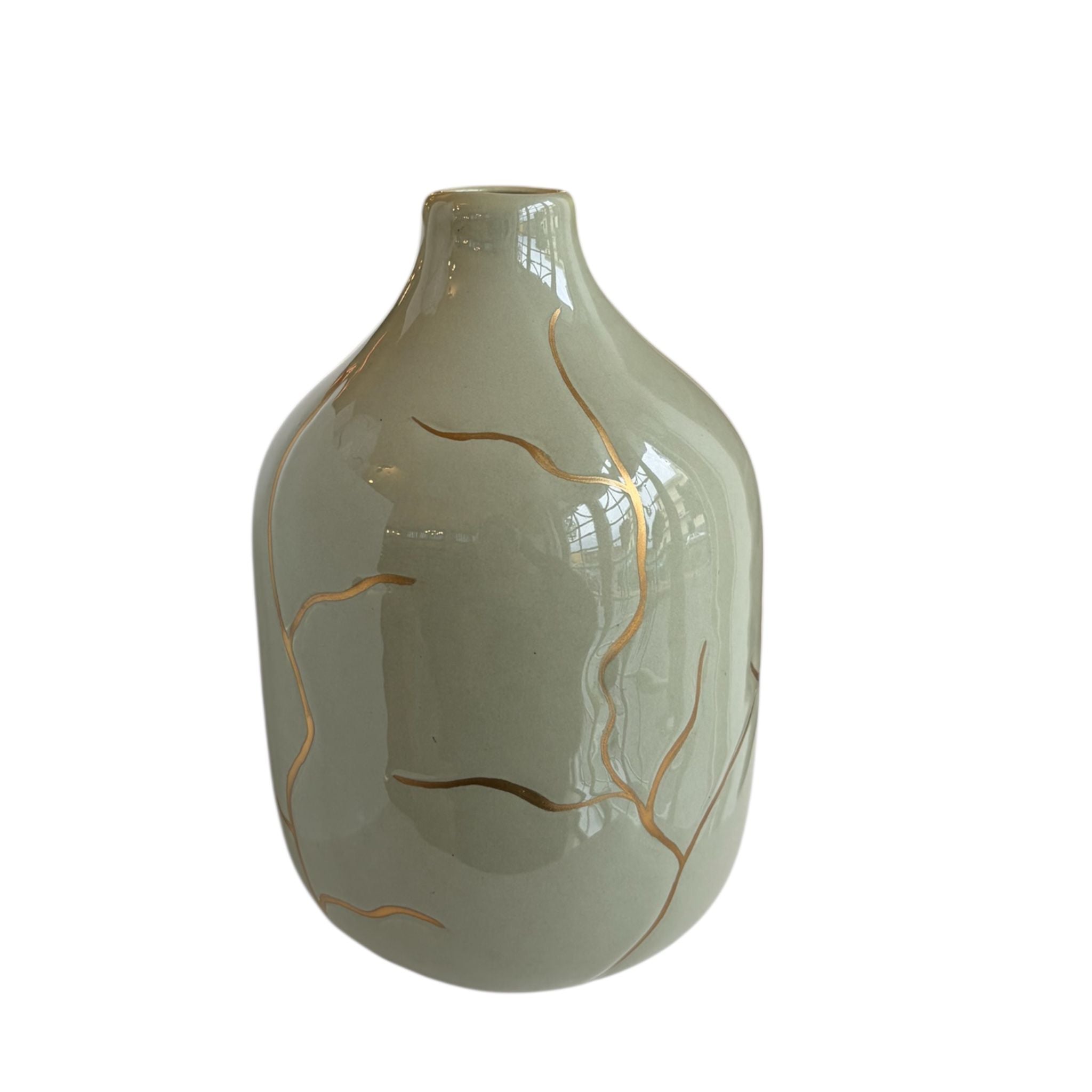 Vaso in Ceramica di Capodimonte con Crepe Oro 17 h cm - Dea Capodimonte
