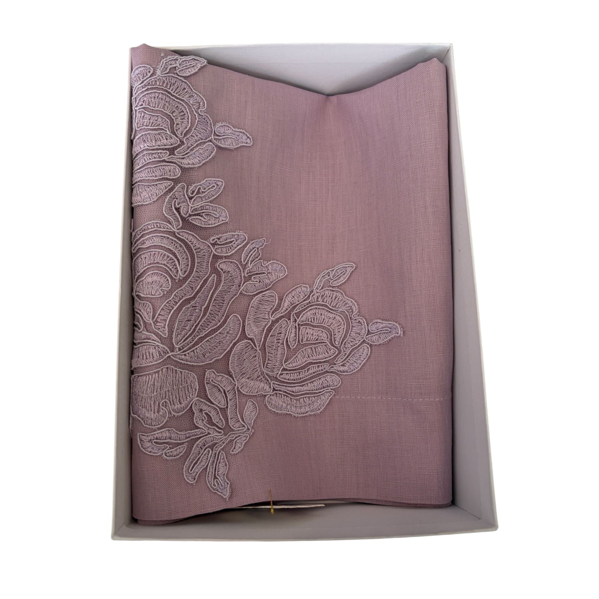 Runner in Lino con Ricamo 80x35 cm – Fiori di Lena