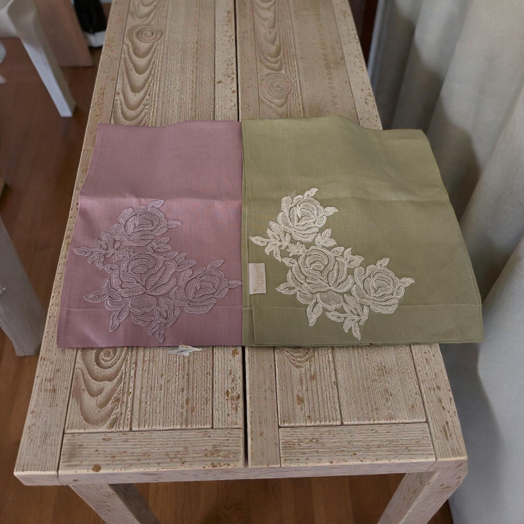 Runner in Lino con Ricamo 80x35 cm – Fiori di Lena
