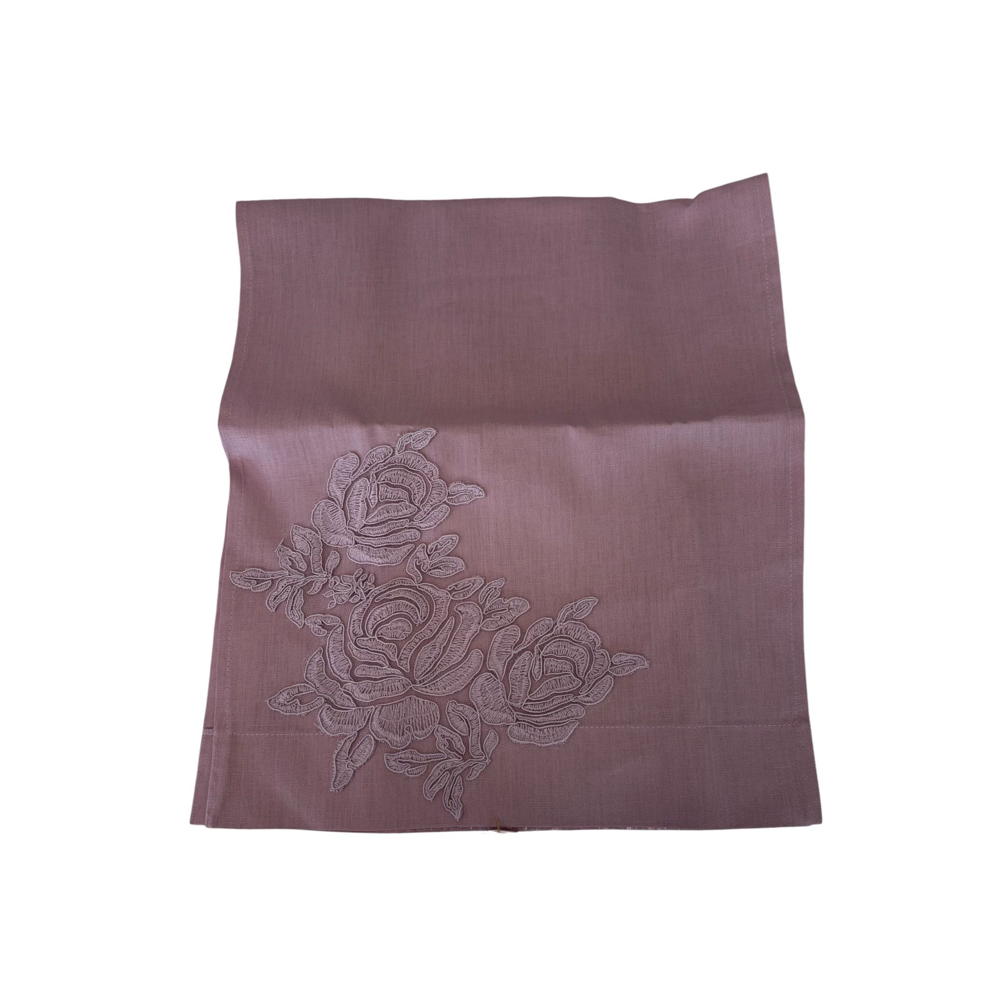 Runner in Lino con Ricamo 80x35 cm – Fiori di Lena
