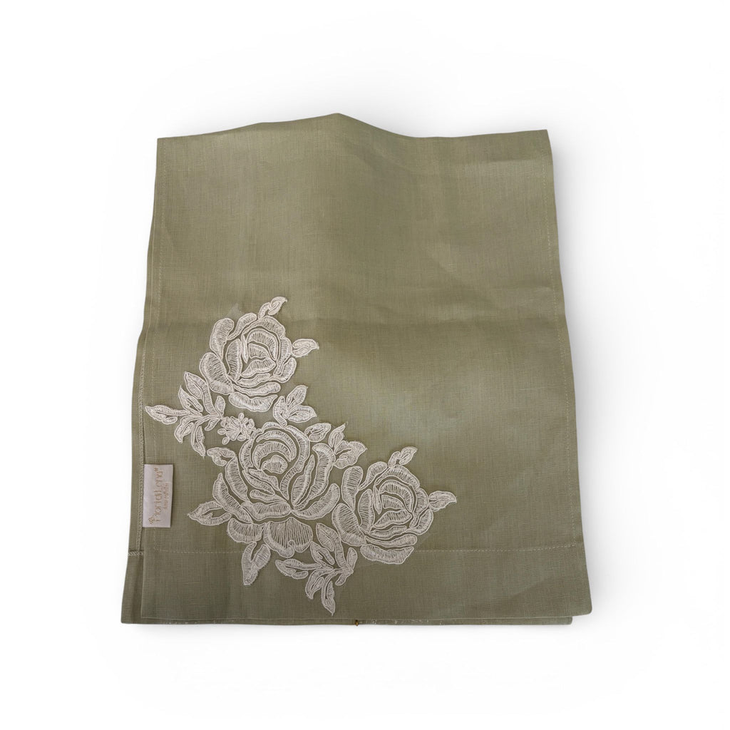 Runner in Lino con Ricamo 80x35 cm – Fiori di Lena